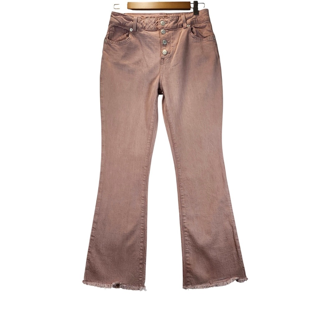 Cat Jack Girls Flare Jeans‎ Pink Button Fly Distressed Size 16